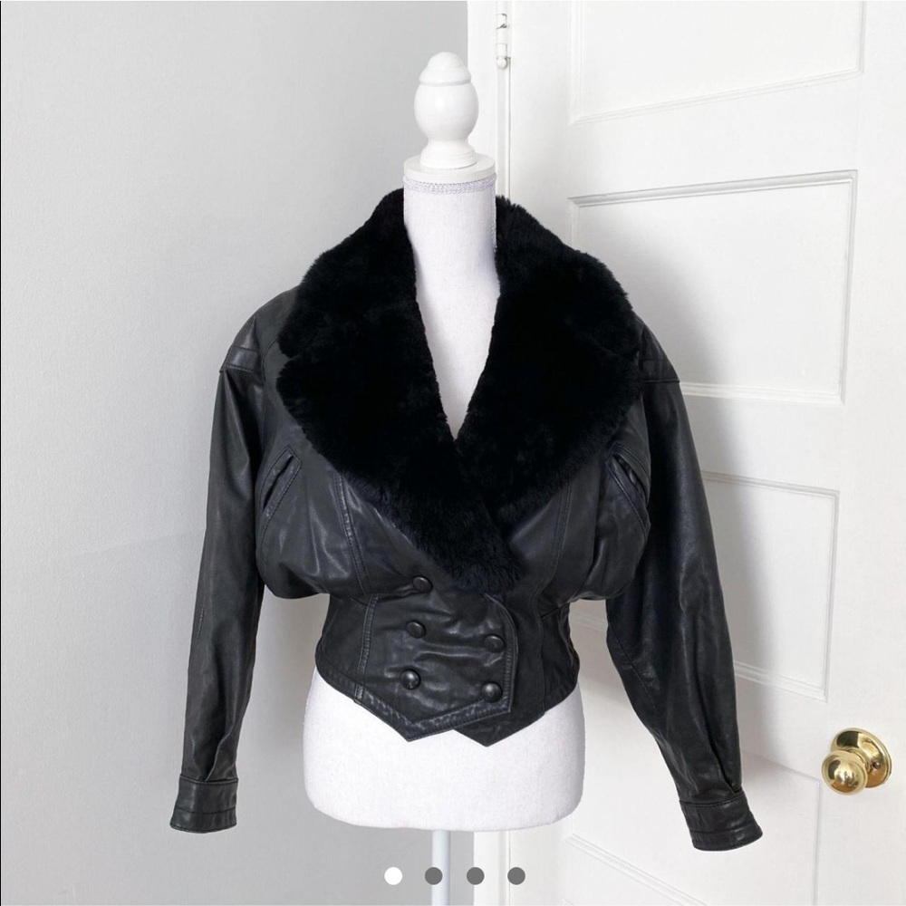 90s Black leather jacket